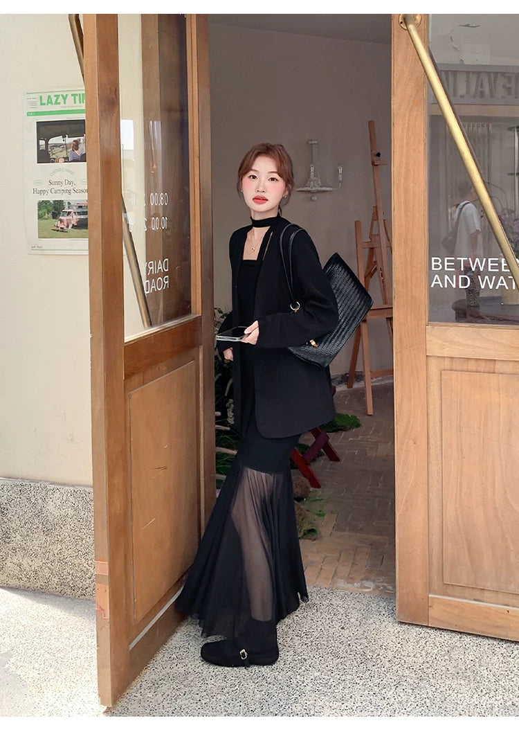 sheer dress tailored jacket setup 1color 【NINE7128】