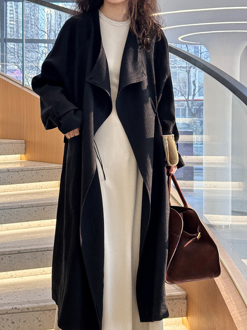 drape collar trench long coat 2color 【NINE7250】