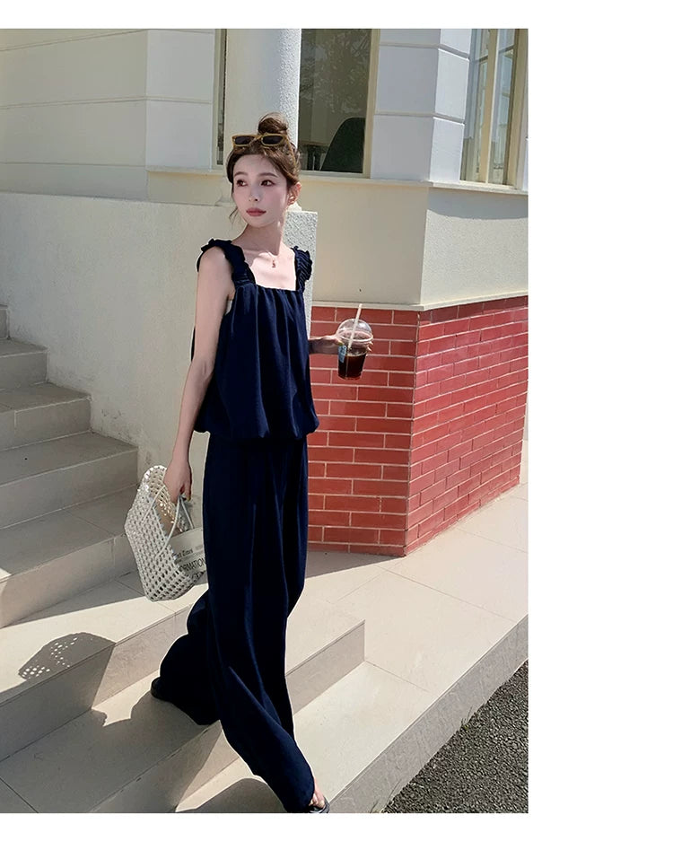 sleeveless cami wide pants setup 1color 【NINE7133】