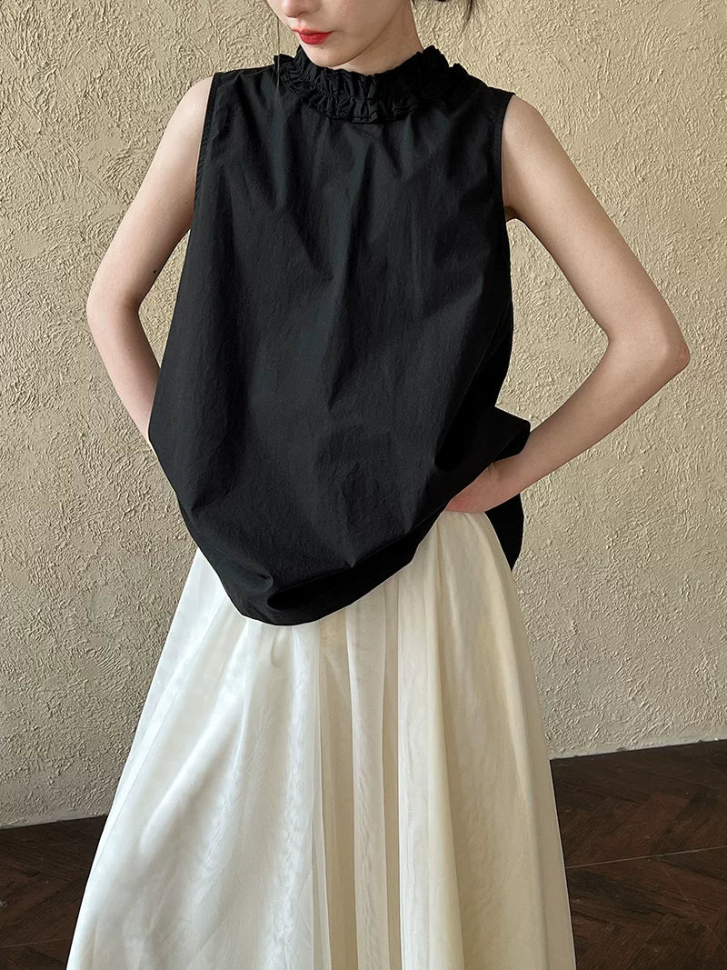 back ruffle sleeveless blouse 2color 【NINE7070】