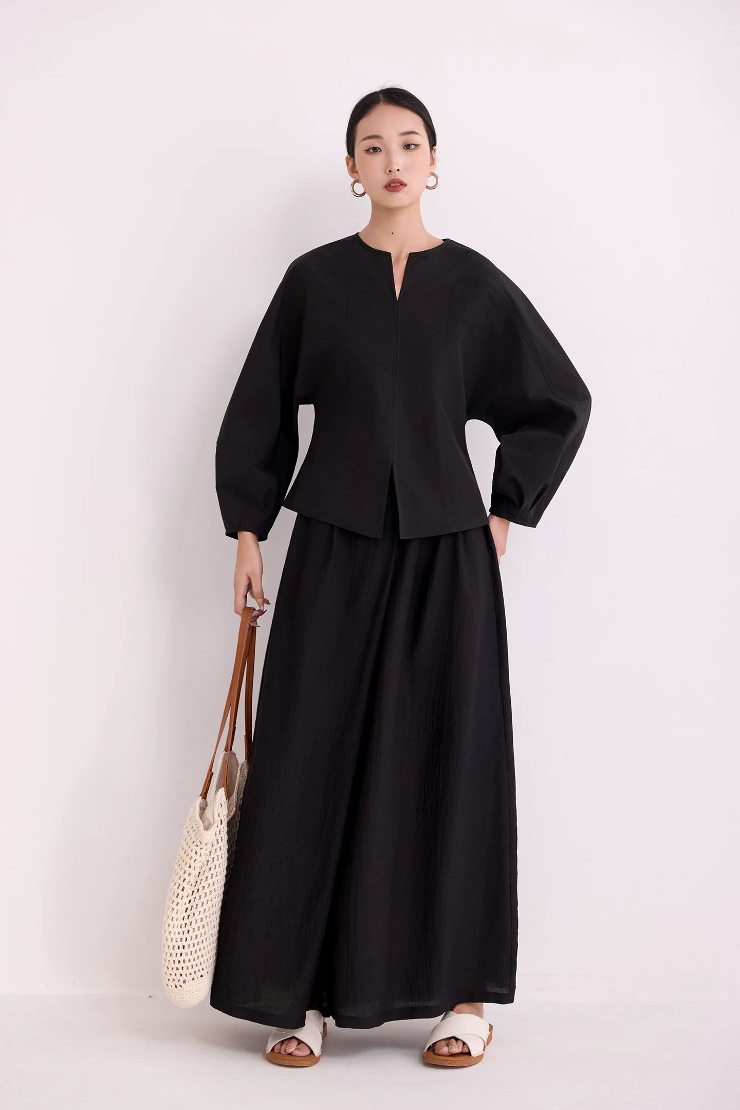 keyneck balloon sleeve corsetry blouse 1color 【NINE7218】