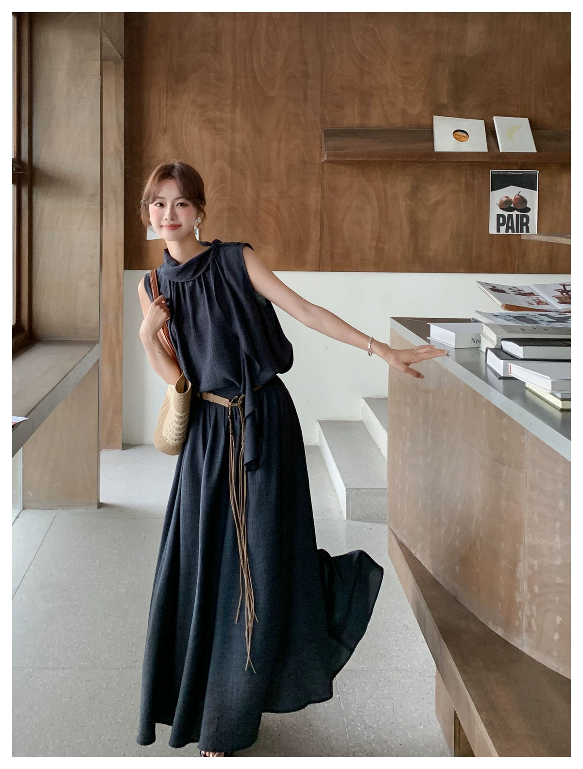 frill stand collar top setup 1color 【NINE7116】