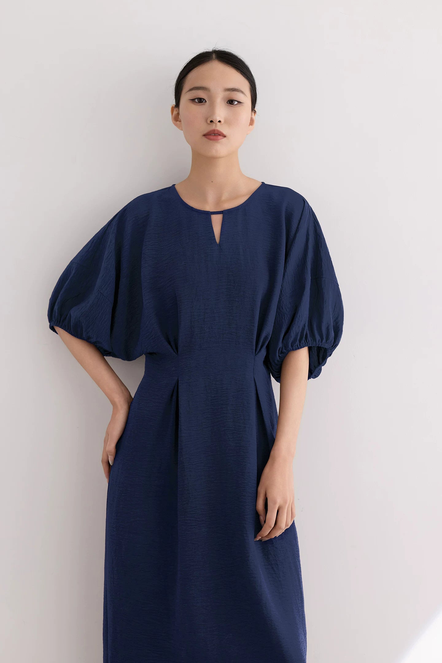 waist gathered  maxi dress 11color 【NINE7213】