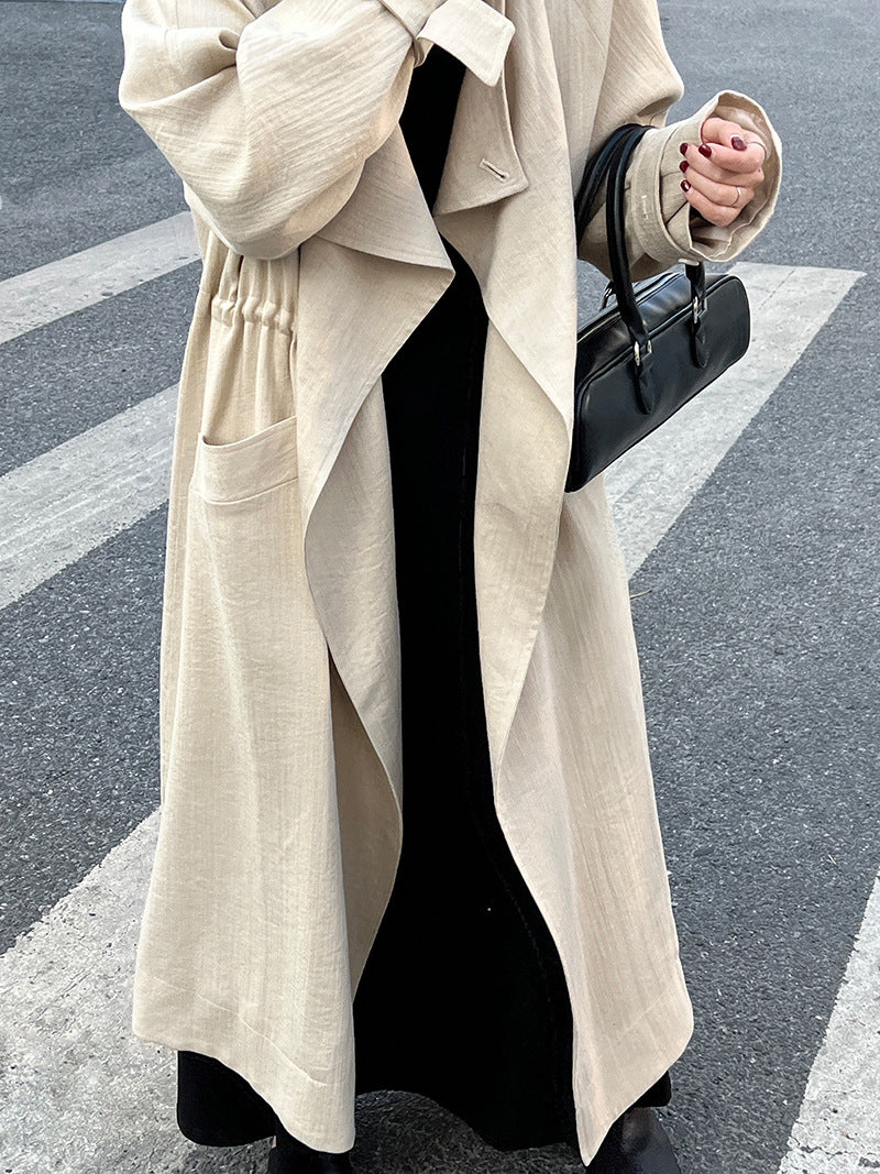 drape collar trench long coat 2color 【NINE7250】