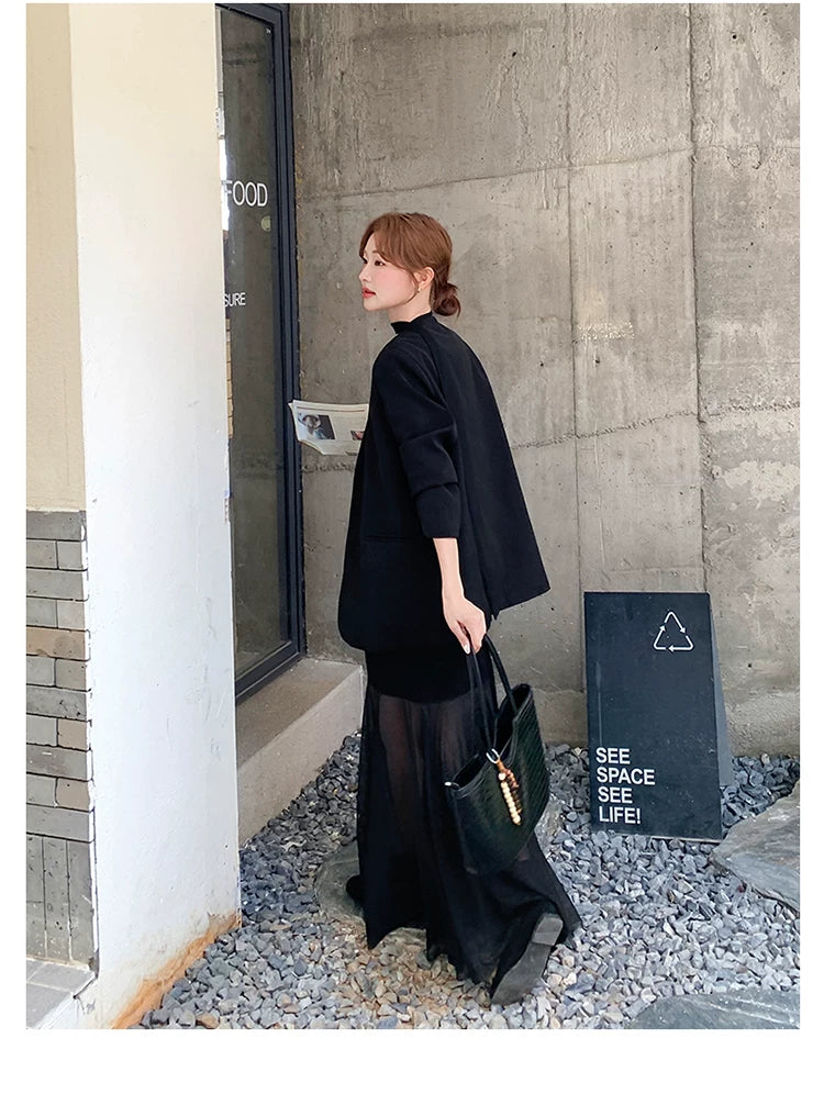 sheer dress tailored jacket setup 1color 【NINE7128】