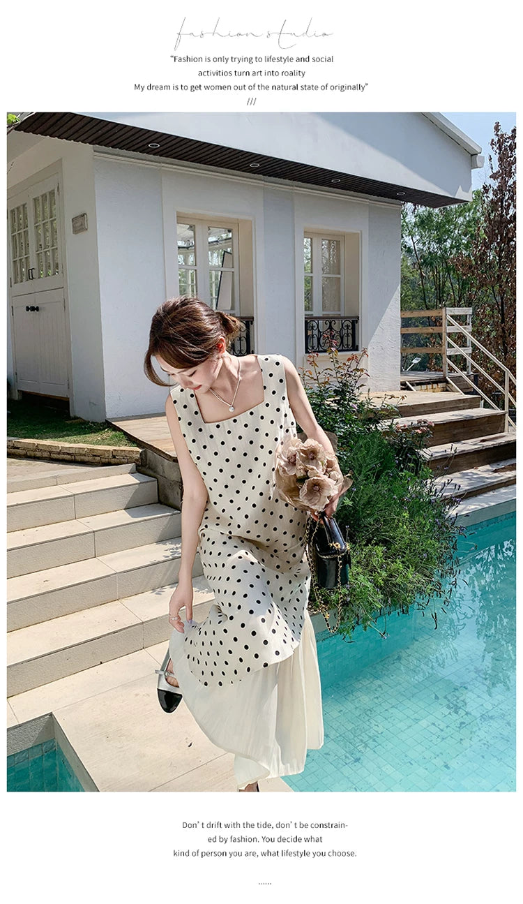 dot tiered layer sleeveless dress 1color 【NINE7138】