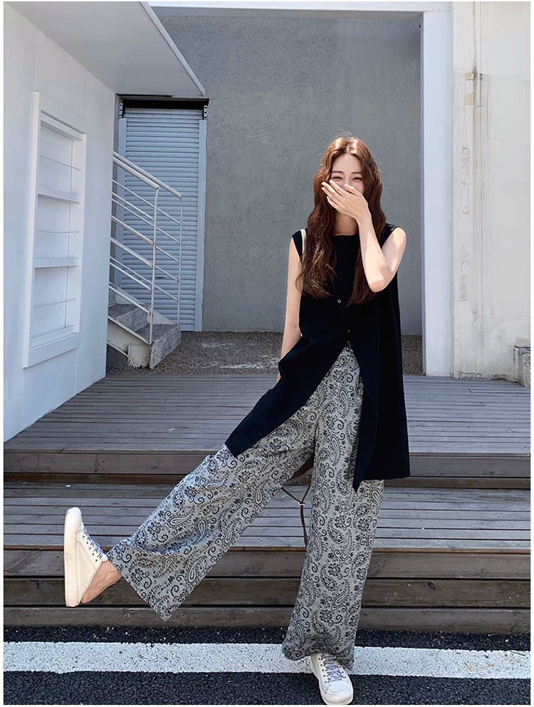 split tunic paisley pants setup 1color 【NINE7110】