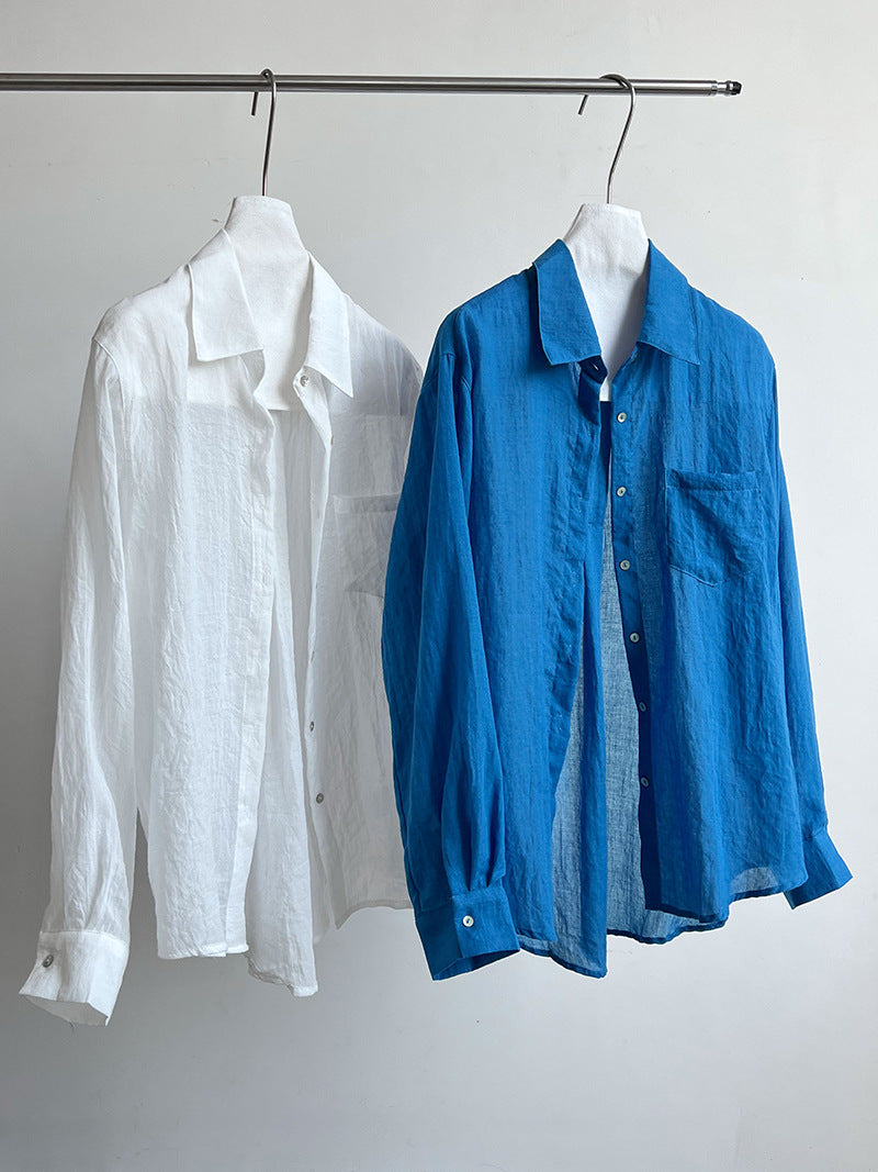 casual loose linen long shirt 2color 【NINE7233】