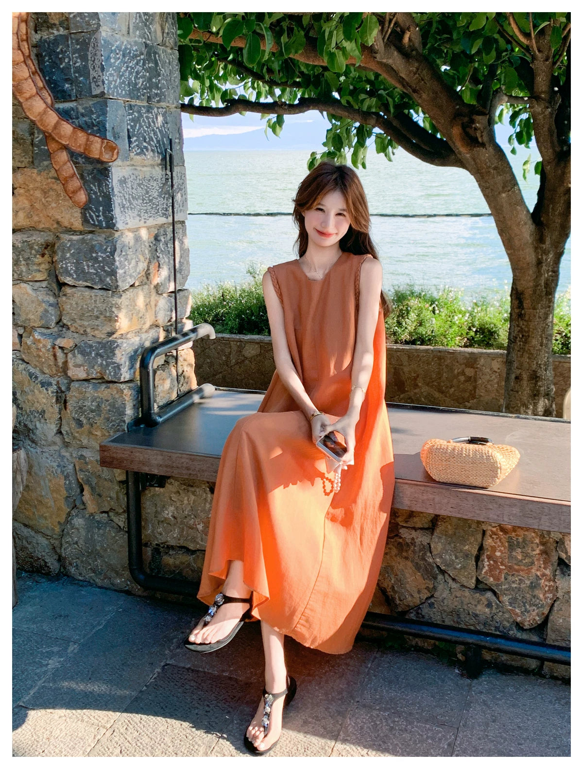 back open flare sleeveless dress 1color 【NINE7124】