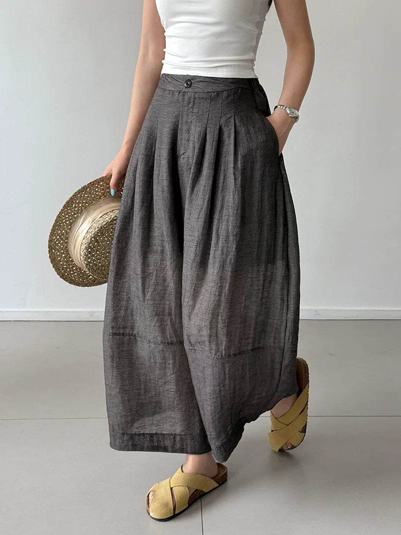 pleated balloon linen wide pants 3color 【NINE7060】