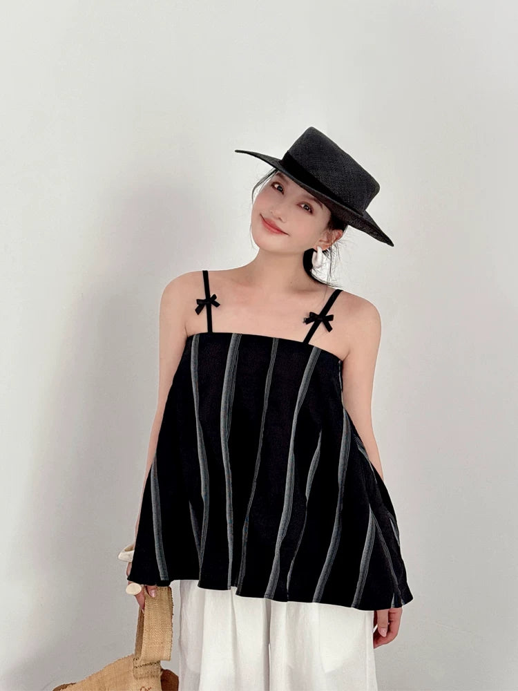striped ribbon camisole top 1color 【NINE7047】