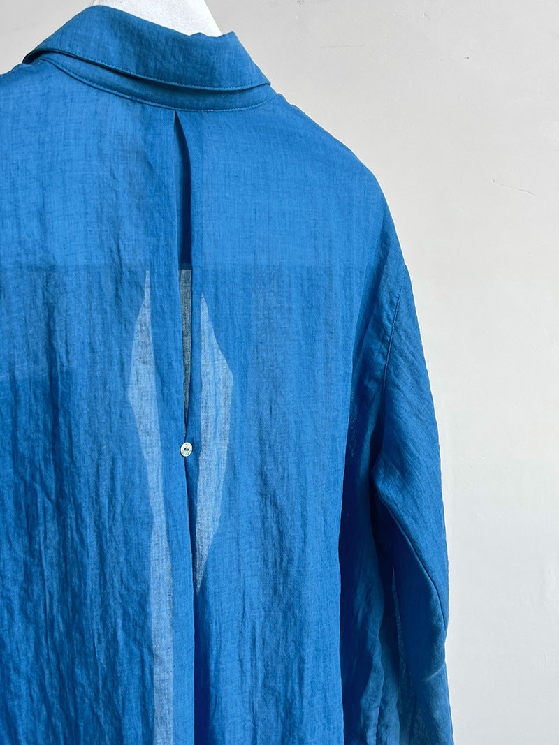 casual loose linen long shirt 2color 【NINE7233】