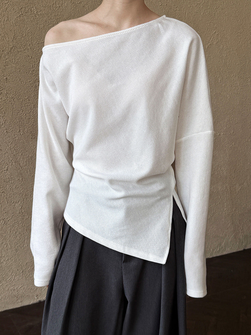 off shoulder asymmetric top 3color 【NINE7244】