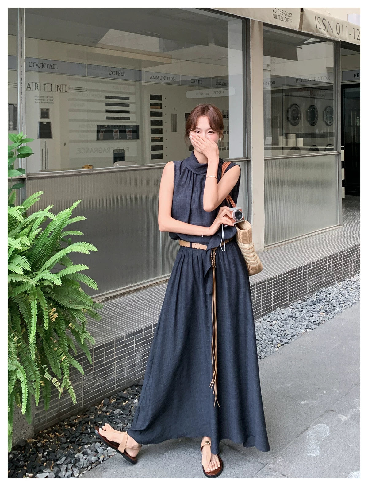 frill stand collar top setup 1color 【NINE7116】