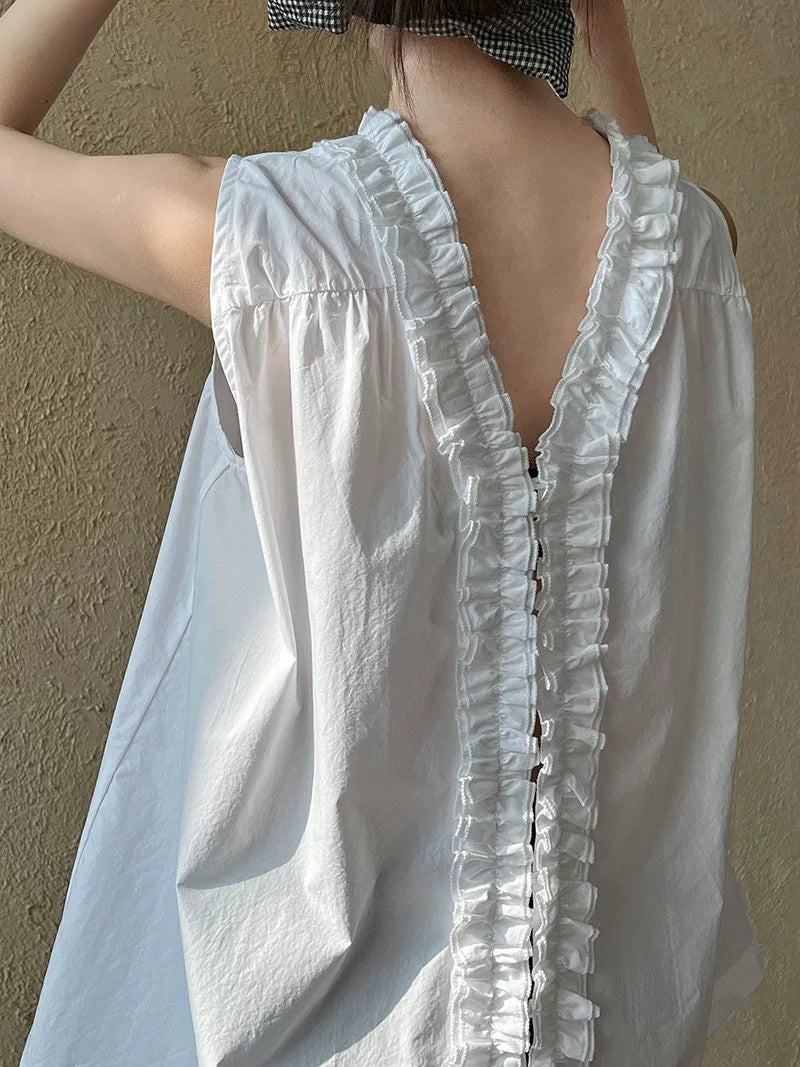 ruffle sleeveless 2way shirt 2color 【NINE7023】