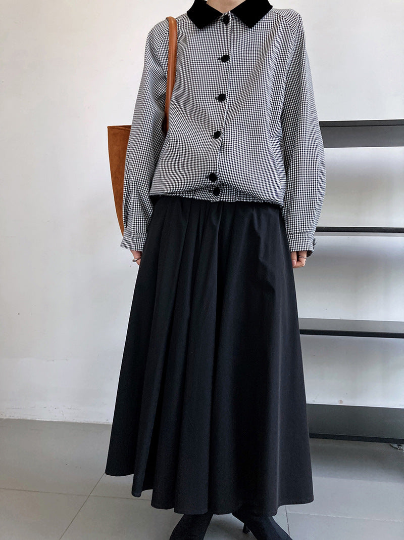 high waist gathered flare skirt 3color 【NINE7253】