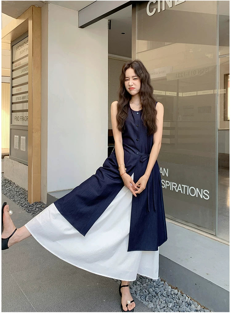 side ribbon dress skirt setup 1color 【NINE7123】