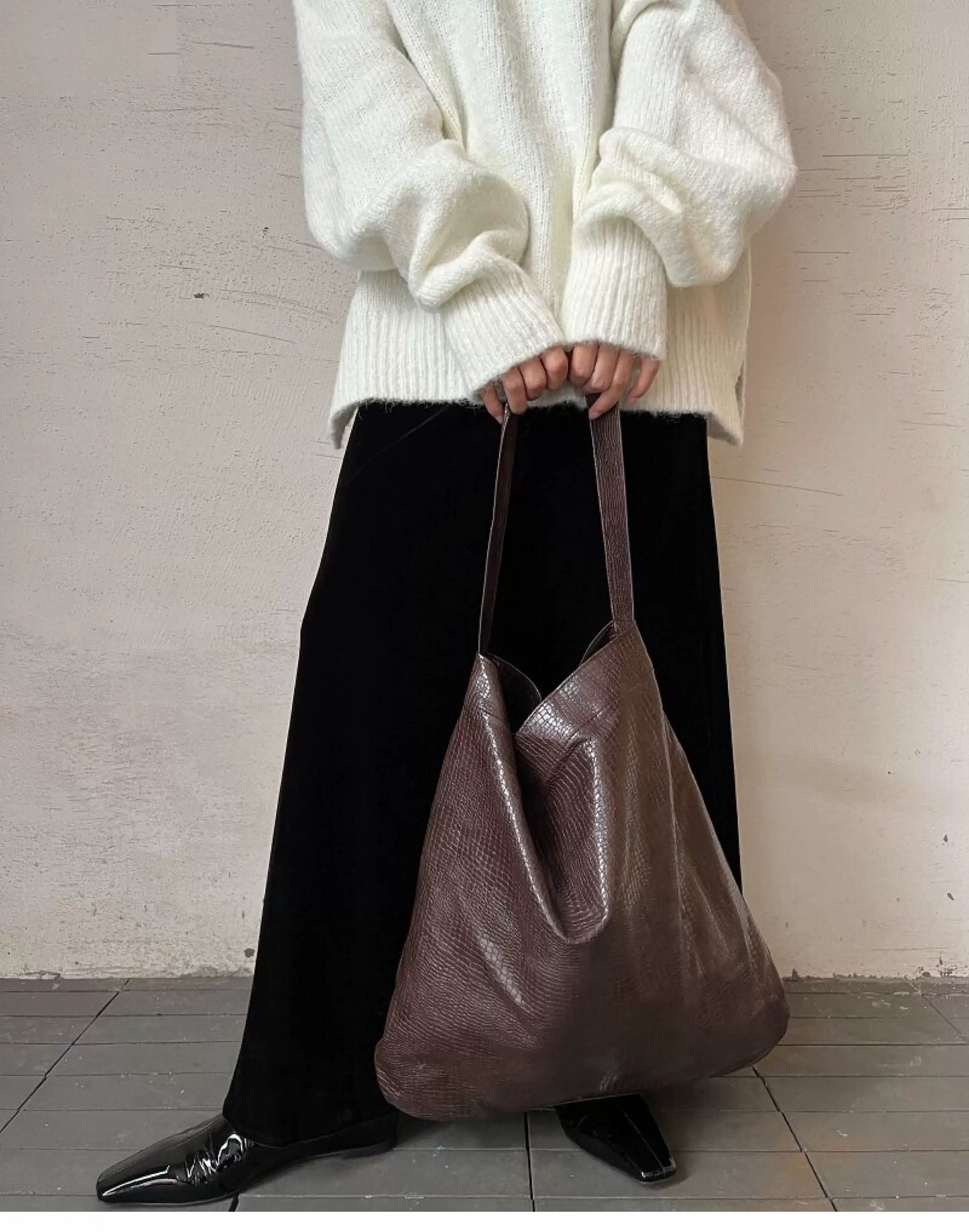 crocodile pattern shoulder tote bag 3color 【NINE7010】