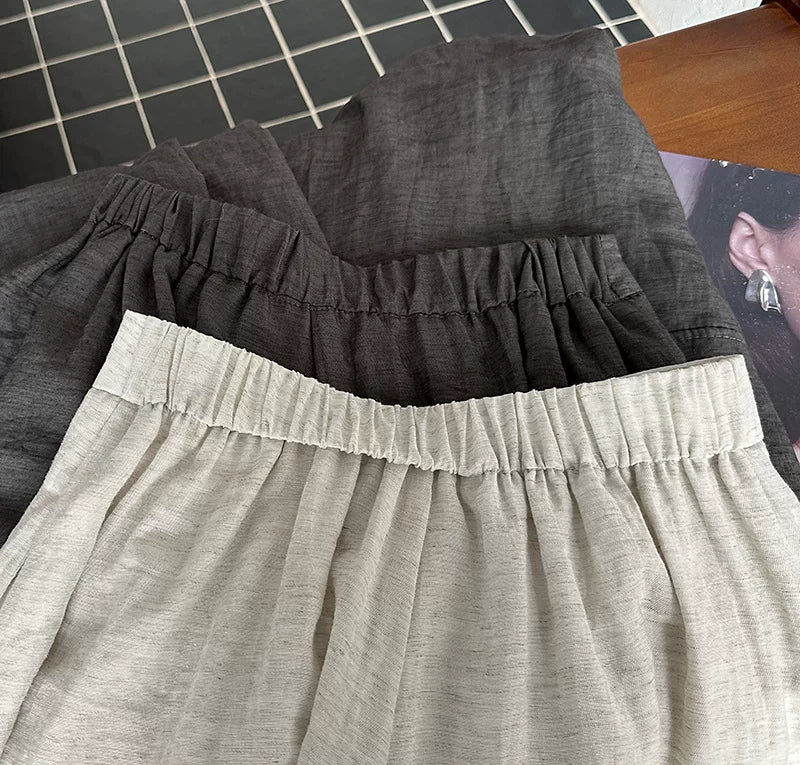 pleated balloon linen wide pants 3color 【NINE7060】