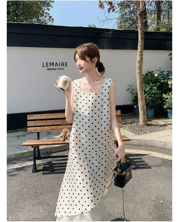 dot tiered layer sleeveless dress 1color 【NINE7138】