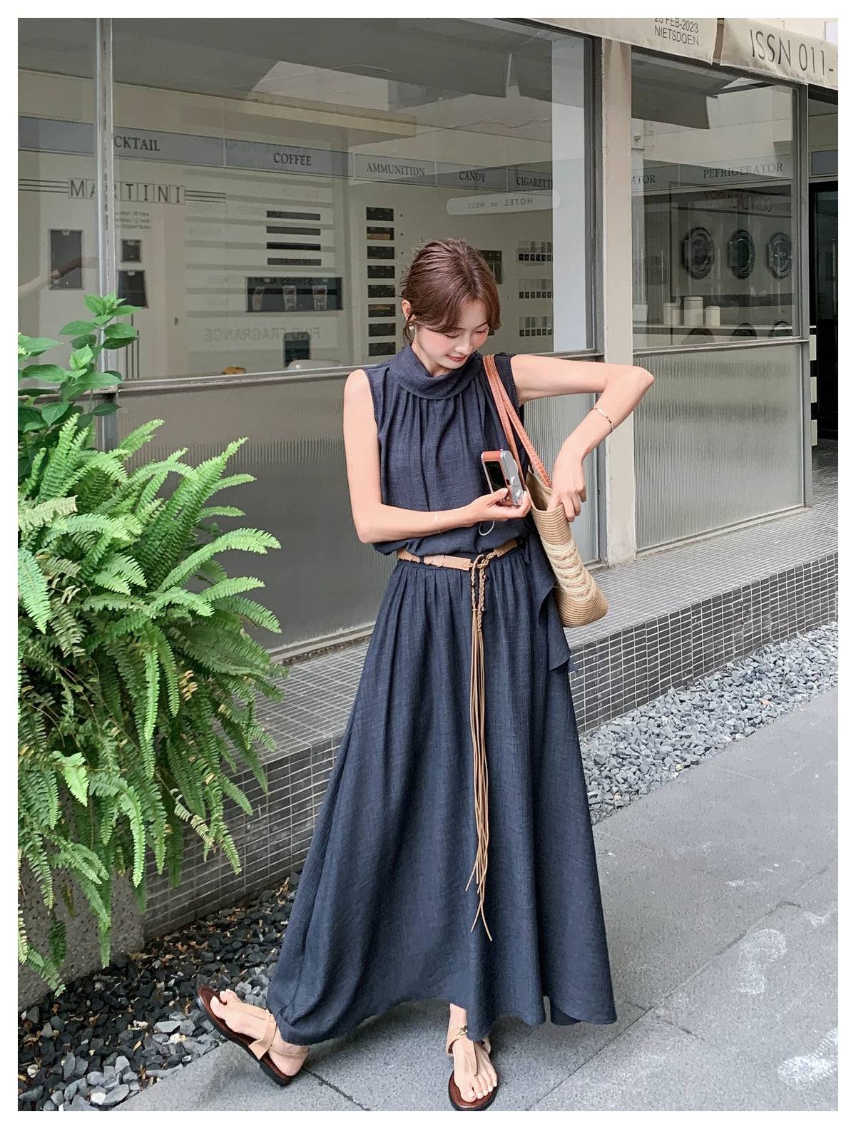 frill stand collar top setup 1color 【NINE7116】