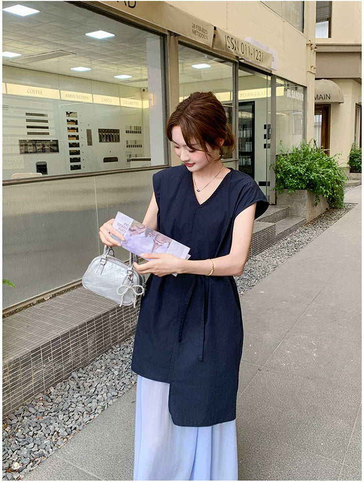 belt tunic chiffon skirt setup 1color 【NINE7134】