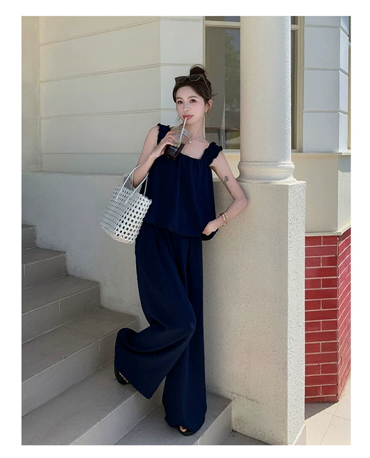 sleeveless cami wide pants setup 1color 【NINE7133】