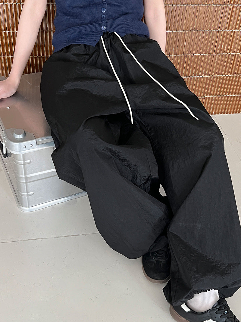 casual drawstring wide leg pants 2color 【NINE7254】