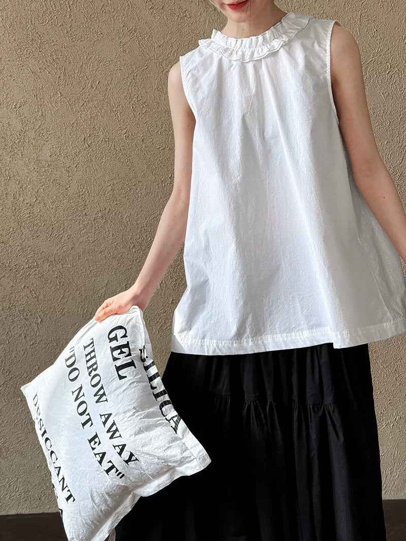 ruffle sleeveless 2way shirt 2color 【NINE7023】