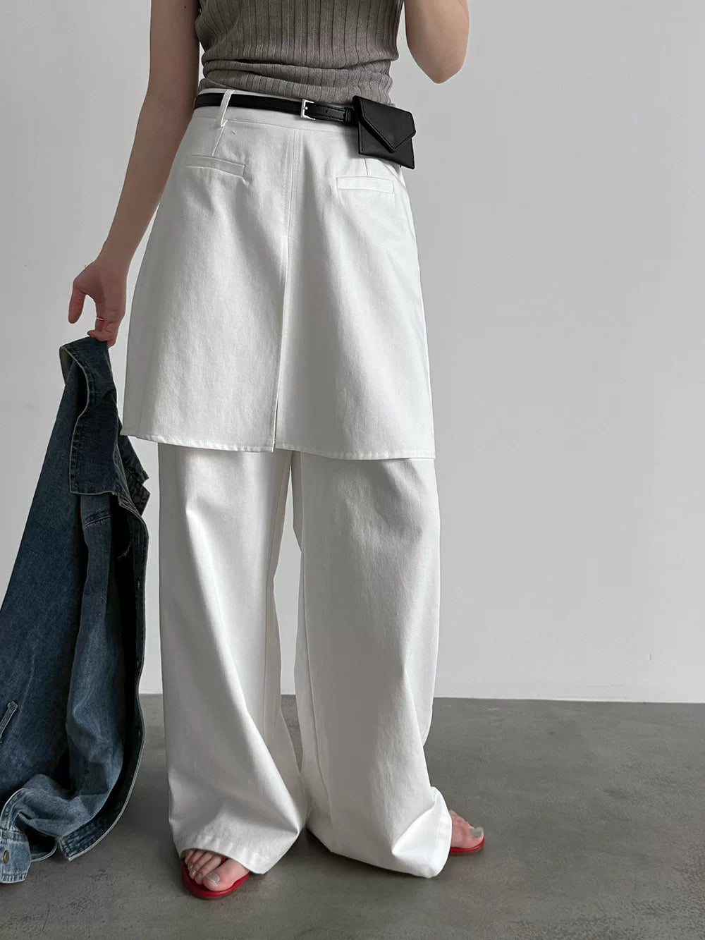 skirt layered wide leg pants 2color 【NINE7074】