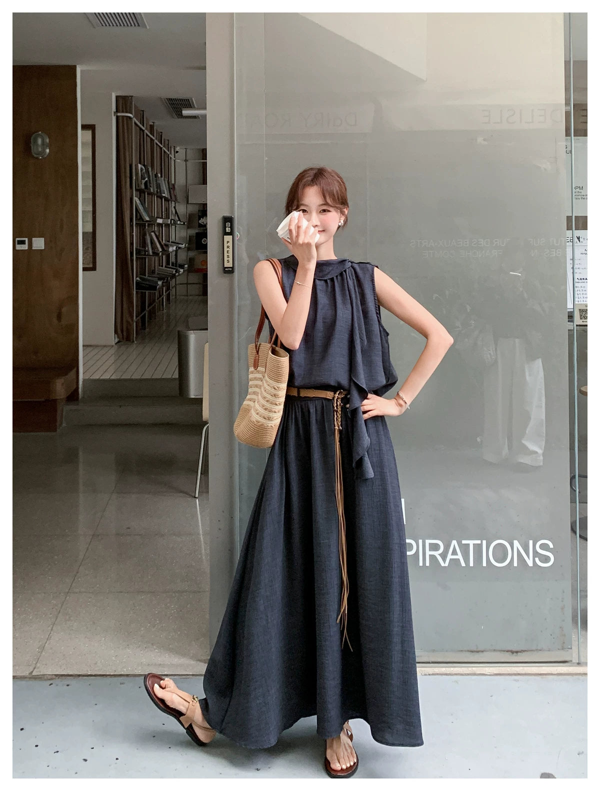 frill stand collar top setup 1color 【NINE7116】