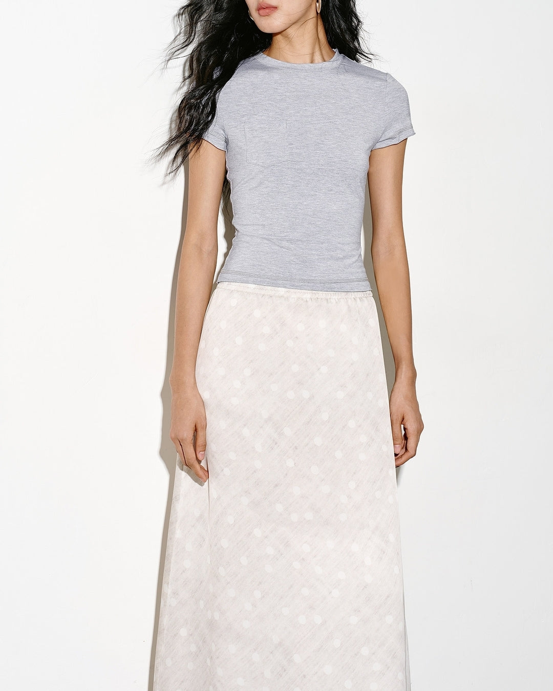 polka dot a-line long skirt【NINE0318】