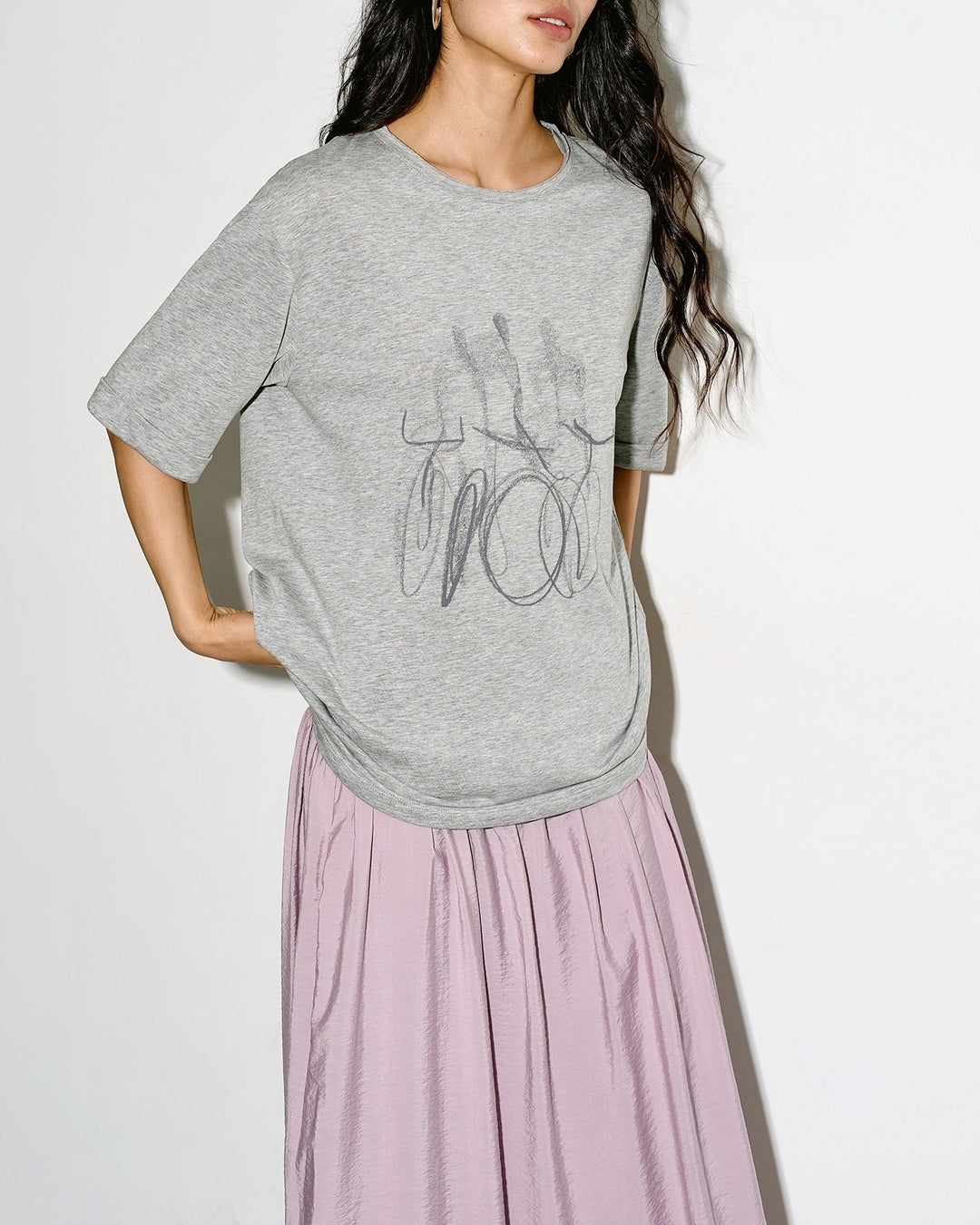 nuance print oversized t-shirt 2color【NINE0325】