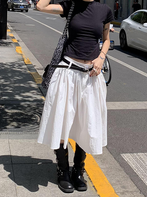 fluffily natural flare long-skirt【NINE8898】