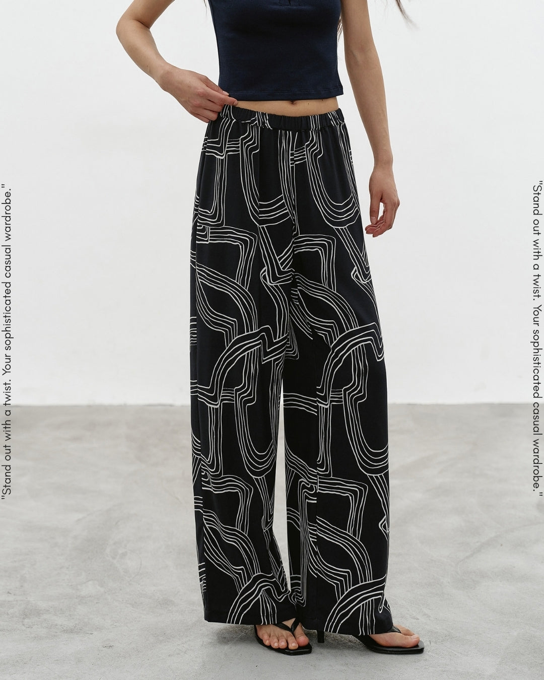 geometric-patterned wide leg pants【NINE0328】