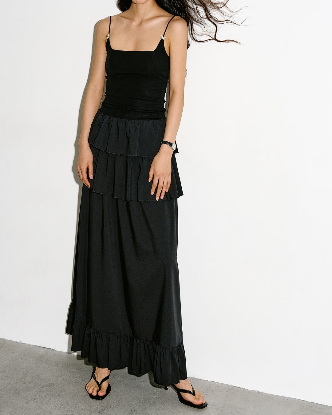 tiered a-line long skirt【NINE0338】