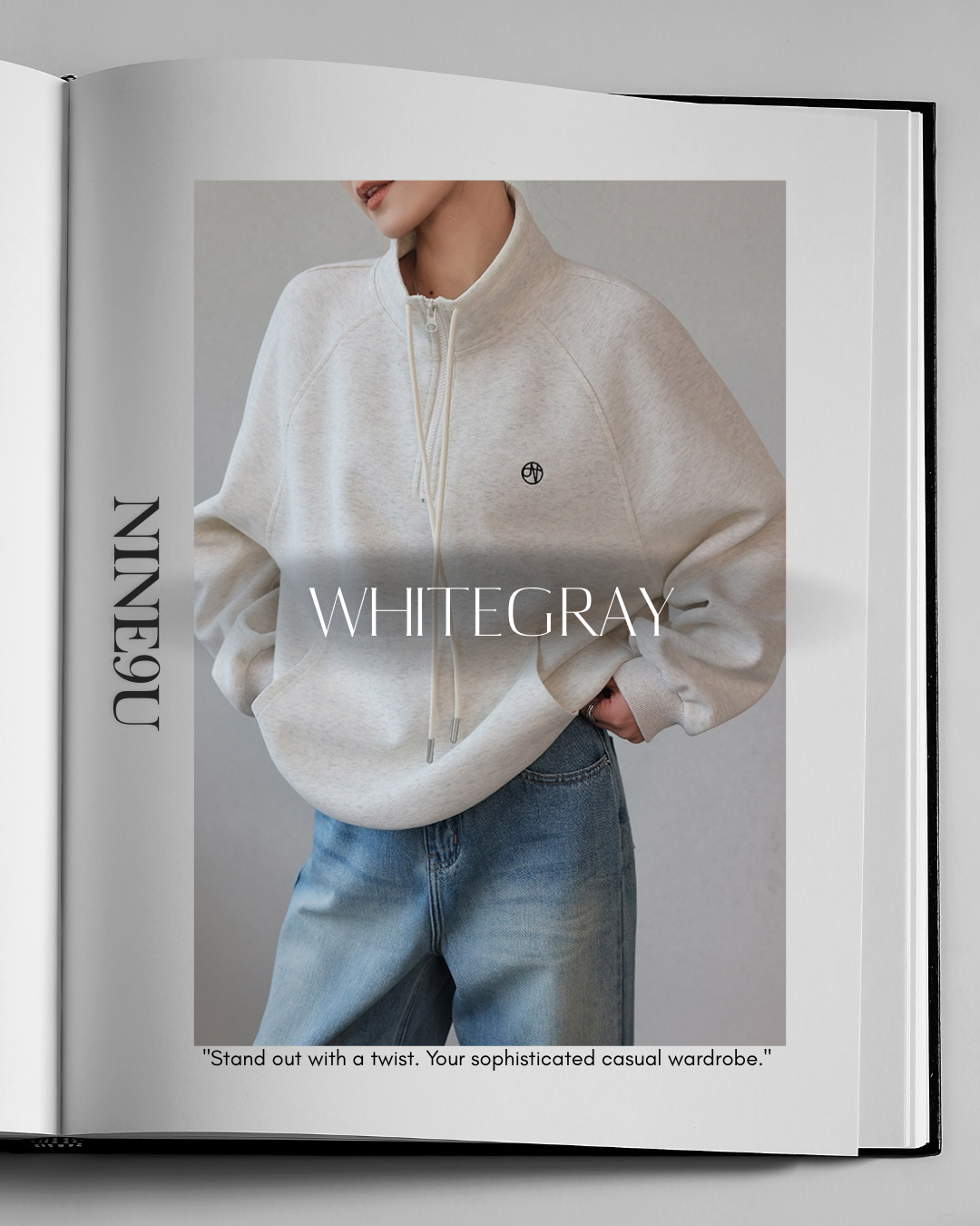 stand collar half-zip sweatshirt 2color【NINE0223】