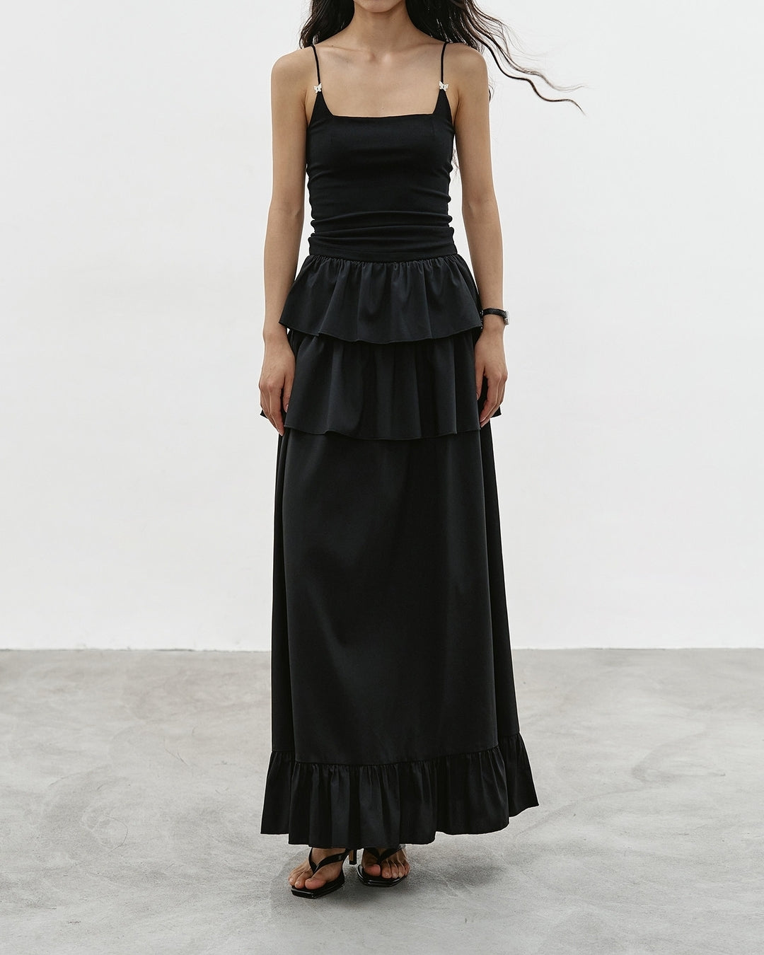 tiered a-line long skirt【NINE0338】