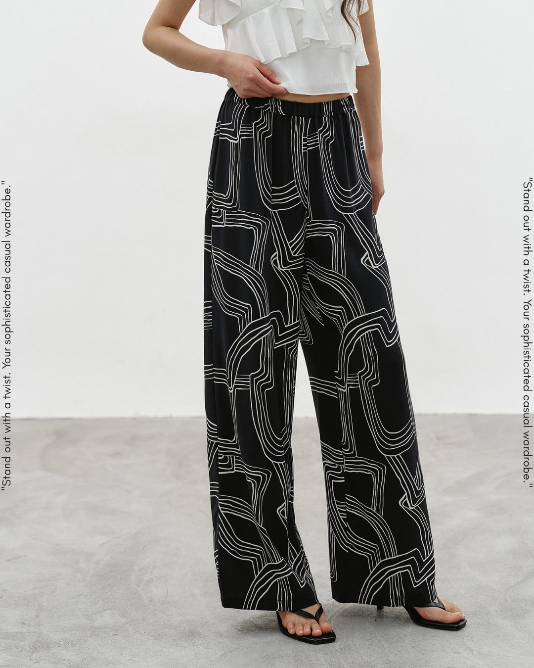 geometric-patterned wide leg pants【NINE0328】