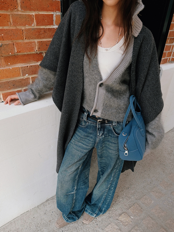 double-belt-loop denim loose pants【NINE8820】