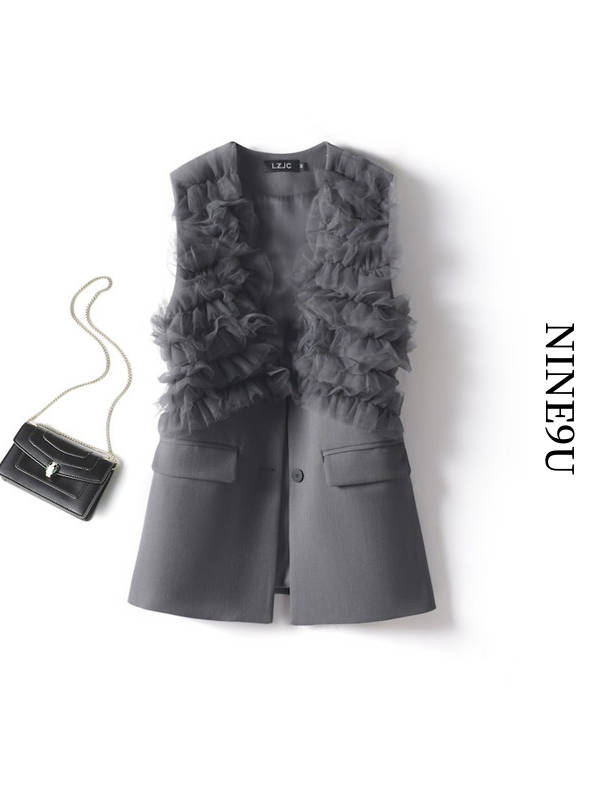tulle frill mesh vest【NINE9526】