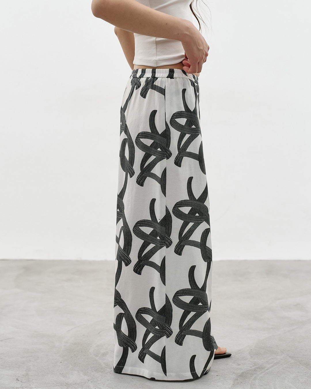 geometric print wide-leg pants【NINE0342】