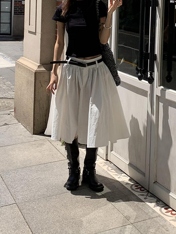 fluffily natural flare long-skirt【NINE8898】