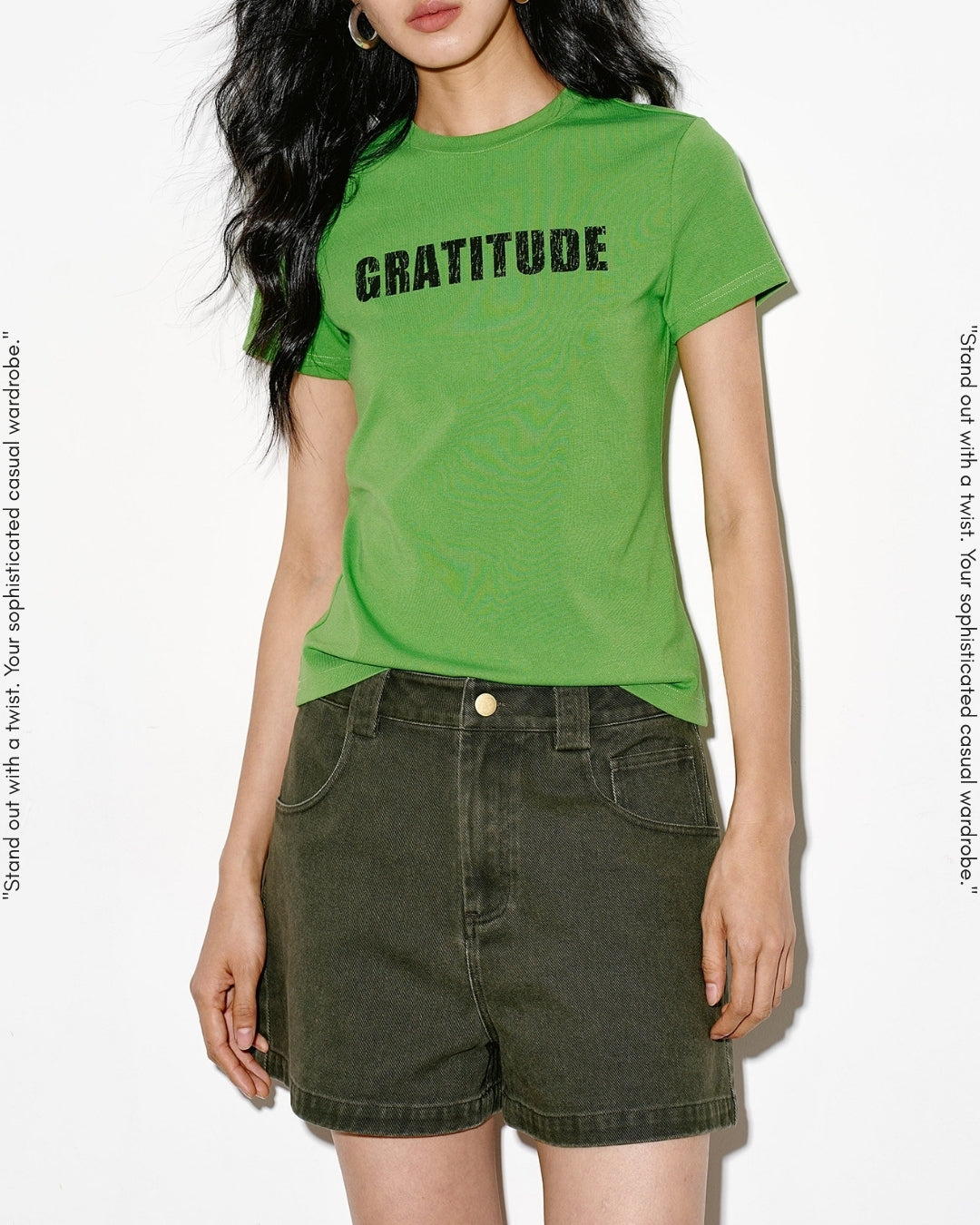 lettering print slim fit t-shirt 2color【NINE0354】