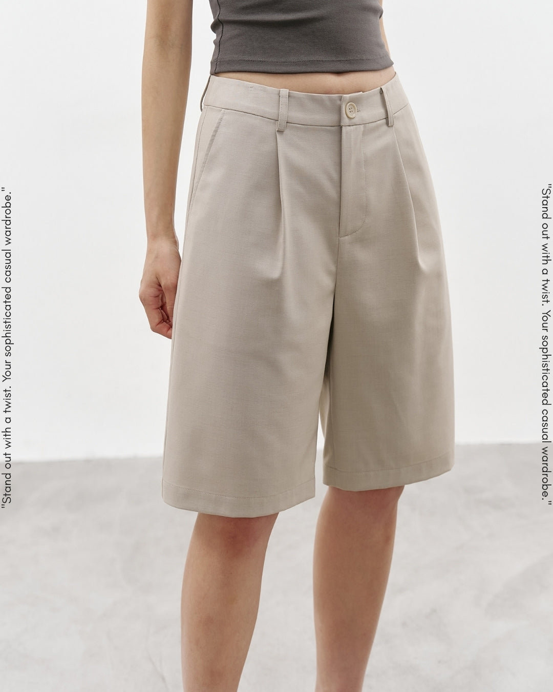 basic tuck half pants 2color【NINE0358】