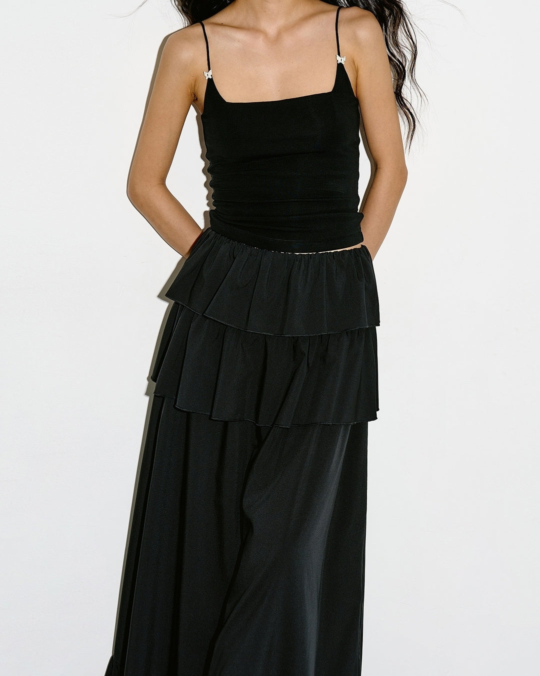 tiered a-line long skirt【NINE0338】