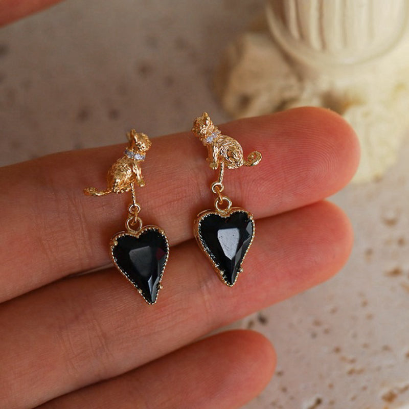 CAT black heart pierce【NINE1232】