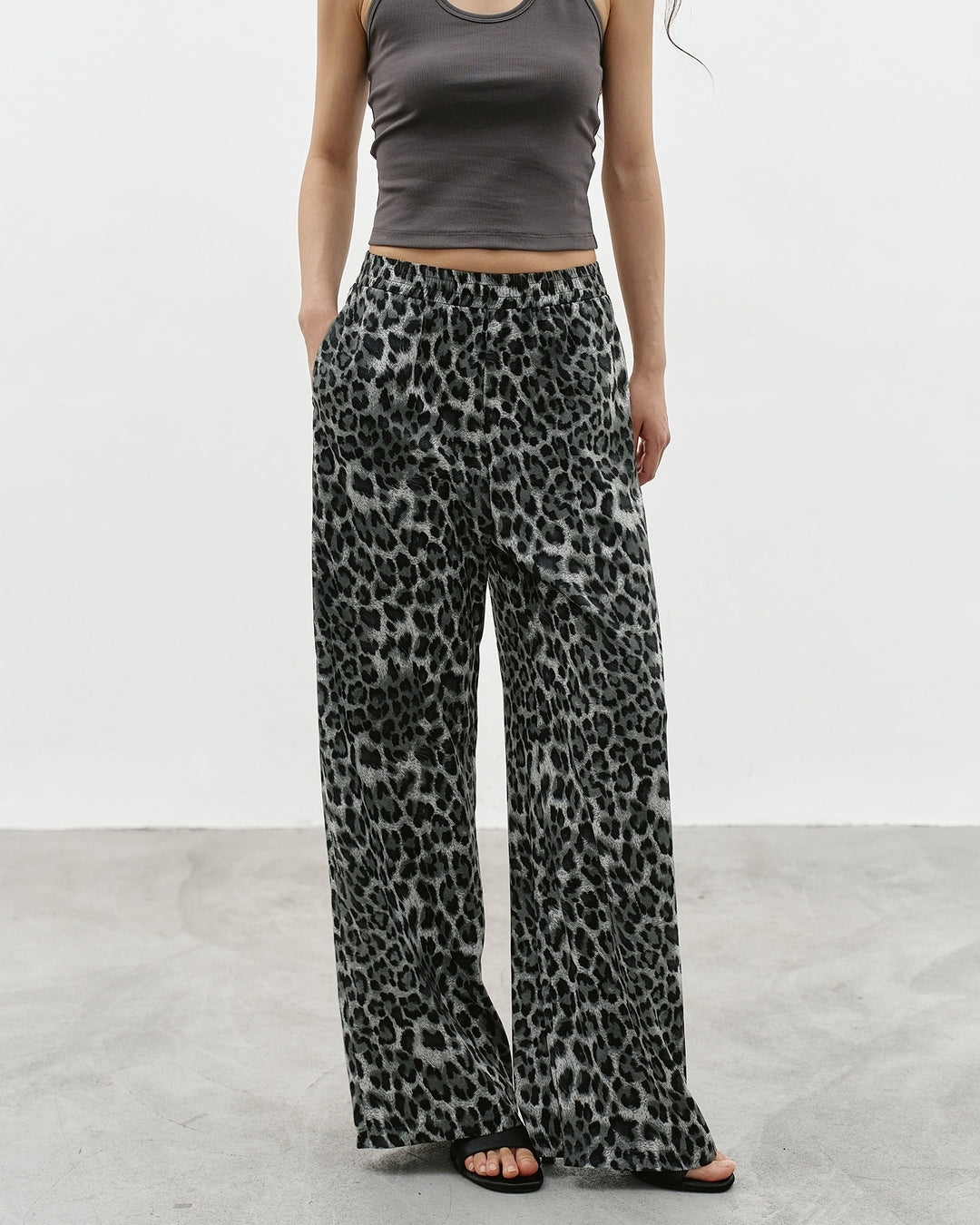leopard print wide leg pants【NINE0341】