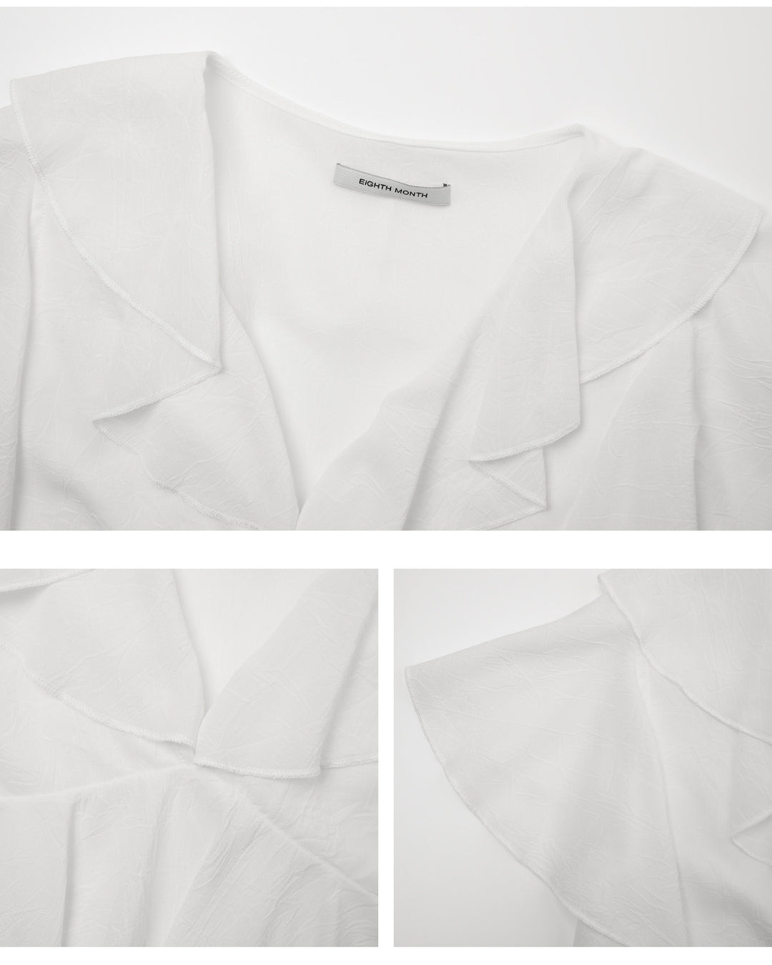 v-neck ruffled cropped blouse【NINE0335】