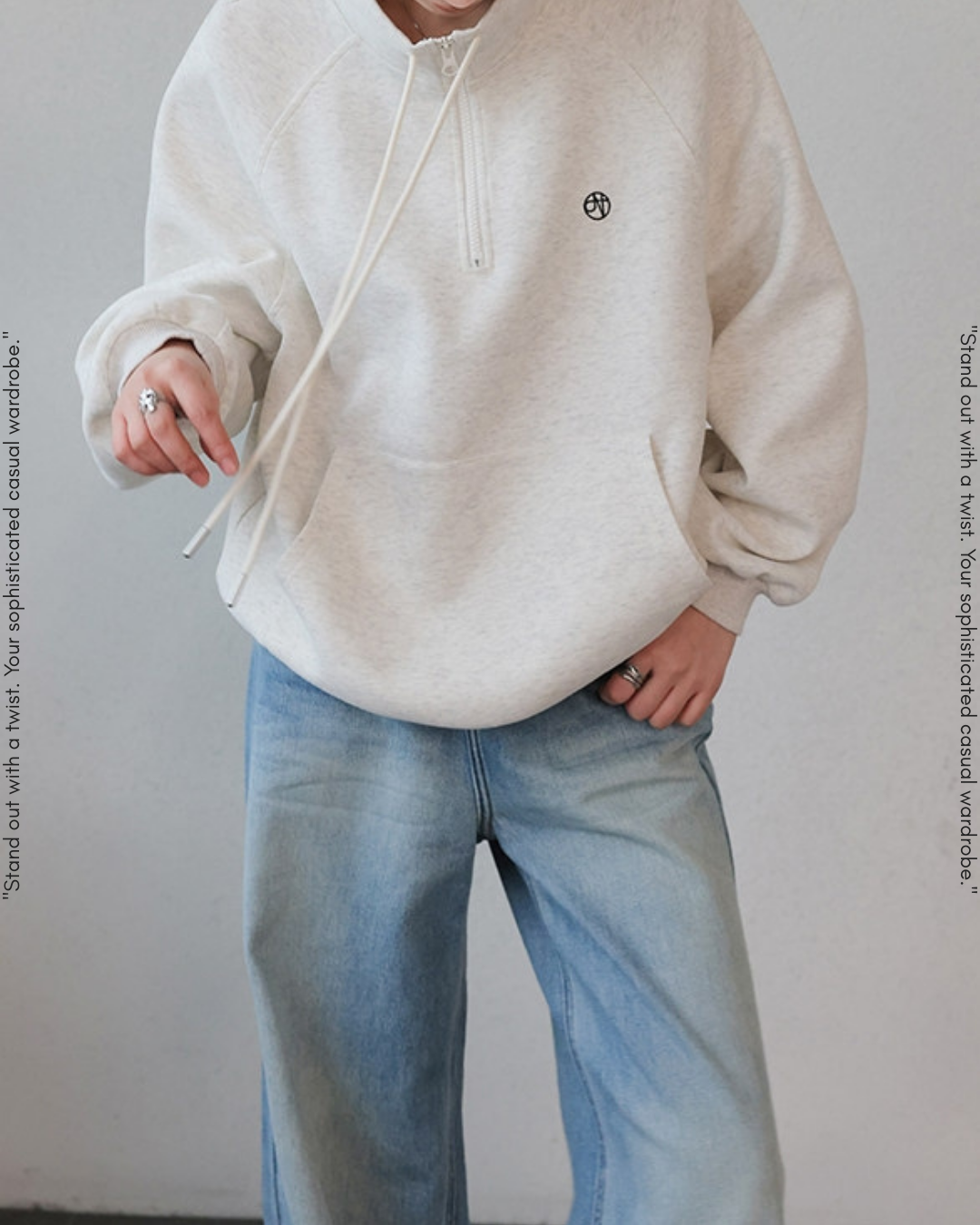 stand collar half-zip sweatshirt 2color【NINE0223】